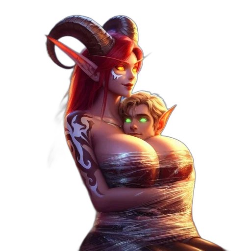 concept art, fantasy art, pixel art, 3d render, two, mythic, beings, gaze transparent PNG cut-out