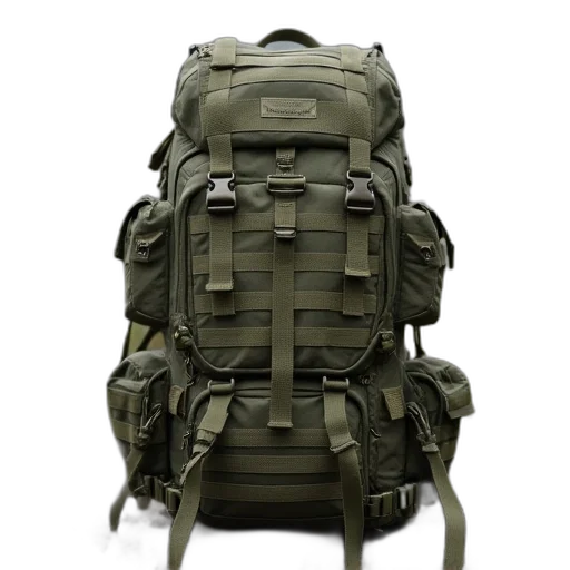 jacket, weapon, 3d render, backpack, outdoor, military, sports, army transparent PNG cut-out