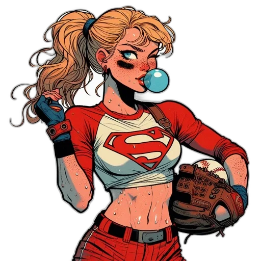 comic book art, cartoon, concept art, red, animated, female, character, sporting transparent PNG cut-out