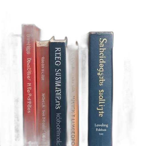 3d render, collection, books, neatly, arranged, shelf, various, sizes transparent PNG cut-out