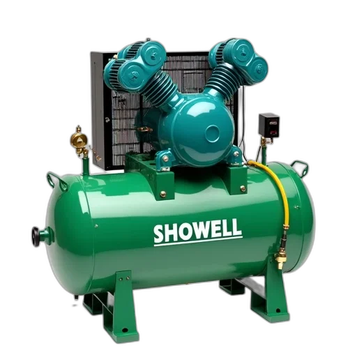 green, industrial, air, compressor, brand, name, showell, displayed transparent PNG cut-out