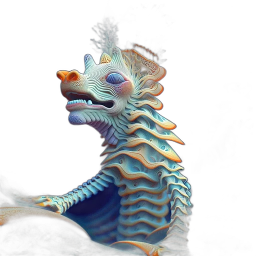 creature, dragon, animal, mask, 3d render, fantasy art, concept art, vaporwave transparent PNG cut-out