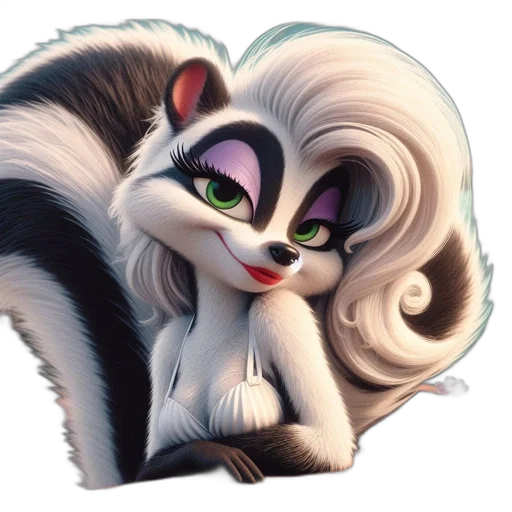 animal, staff, concept art, photorealistic, cartoon, fantasy art, female, skunk transparent PNG cut-out