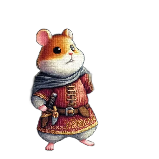 staff, animal, jacket, concept art, 3d render, fantasy art, pixel art, pixel transparent PNG cut-out