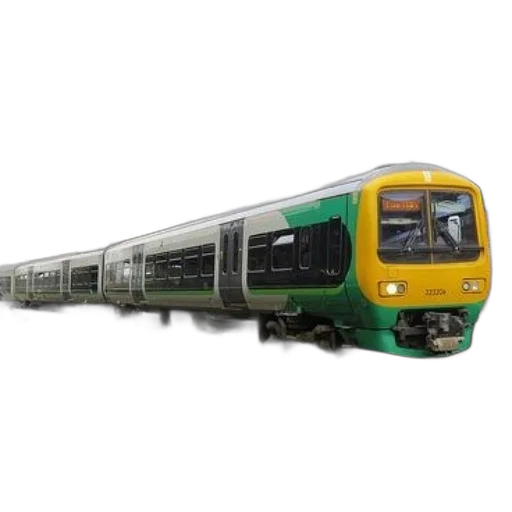 weapon, 3d render, photorealistic, green, yellow, train, stopped, station transparent PNG cut-out