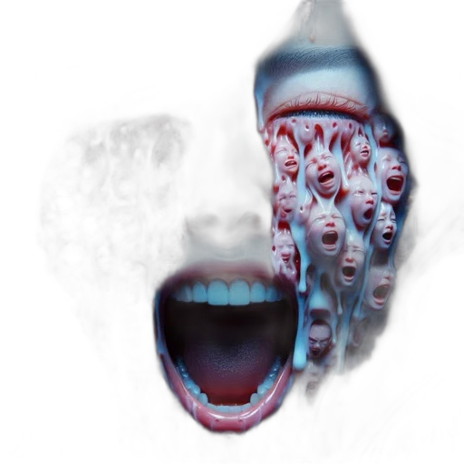 mask, face, creature, animal, concept art, 3d render, photorealistic, vaporwave transparent PNG cut-out
