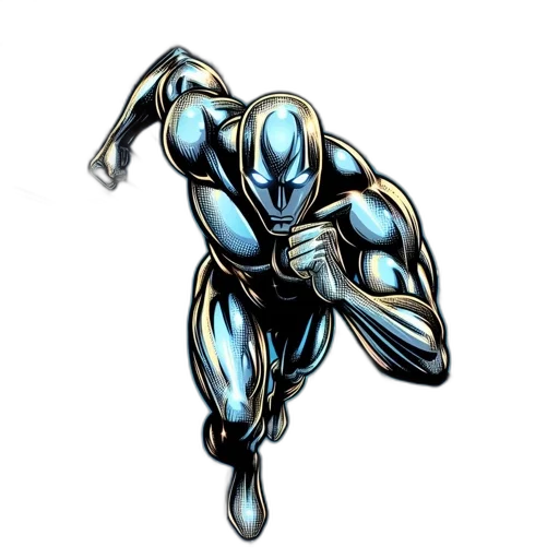robot, jewelry, weapon, comic book art, concept art, 3d render, cartoon, blue transparent PNG cut-out