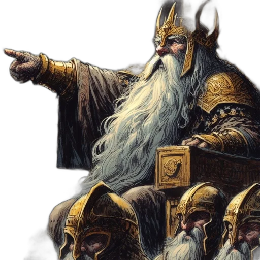 sword, fantasy art, concept art, regal, figure, possibly, king, seated transparent PNG cut-out
