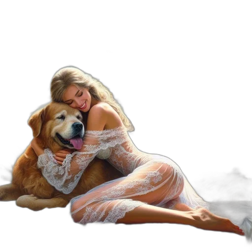 dress, animal, oil painting, photorealistic, concept art, fantasy art, fire, snow transparent PNG cut-out