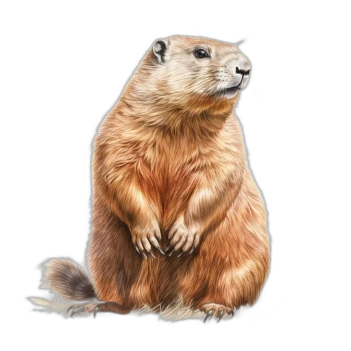 animal, creature, staff, photorealistic, concept art, watercolor, oil painting, groundhog transparent PNG cut-out