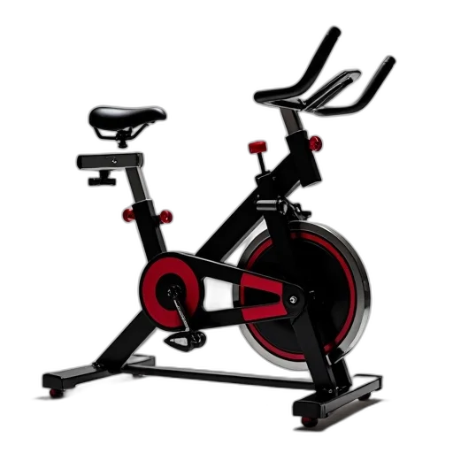 black, red, exercise, bike, sleek, design, large, seat transparent PNG cut-out