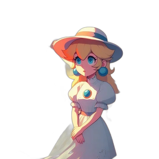 dress, hat, staff, crown, concept art, watercolor, pixel art, anime transparent PNG cut-out