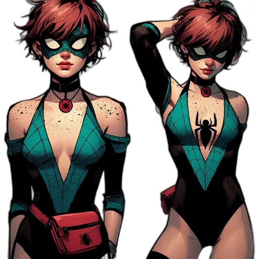 comic book art, concept art, cyberpunk, cartoon, dark, green, two, compositions transparent PNG cut-out