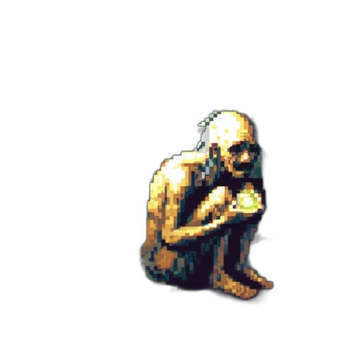 creature, robot, animal, face, pixel art, concept art, 3d render, elderly transparent PNG cut-out