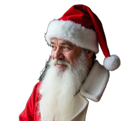 hat, person, white, beard, mustache, wearing, santa, claus transparent PNG cut-out