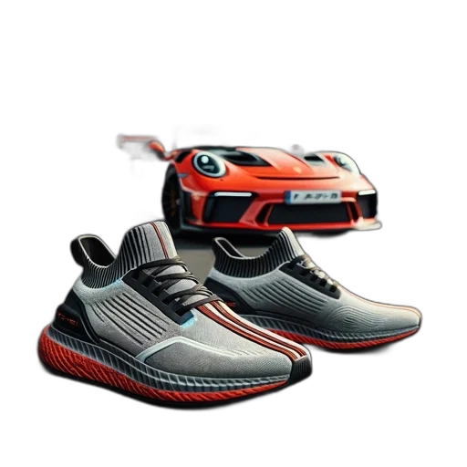 shoes, car, 3d render, photorealistic, concept art, pixel art, red, orange transparent PNG cut-out
