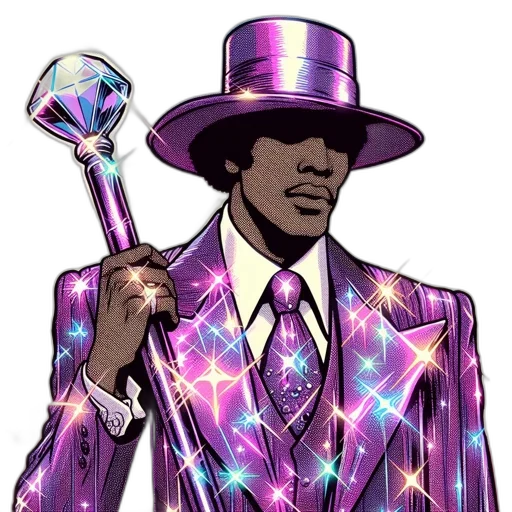 staff, hat, vaporwave, pixel art, concept art, comic book art, illustrated, figure transparent PNG cut-out