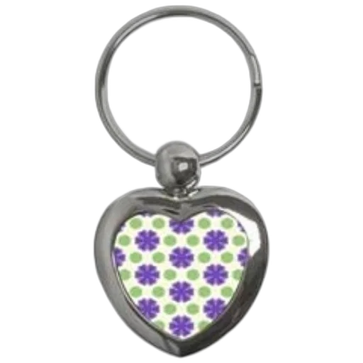 jewelry, heart-shaped, keychain, pattern, purple, flowers, green, circles transparent PNG cut-out