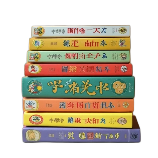 set, six, children, books, colorful, covers, chinese, characters transparent PNG cut-out