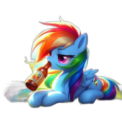 bottle, pixel art, fantasy art, concept art, 3d render, rainbow, dash, little transparent PNG cut-out