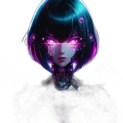 robot, face, mask, creature, cyberpunk, concept art, fantasy art, vaporwave transparent PNG cut-out
