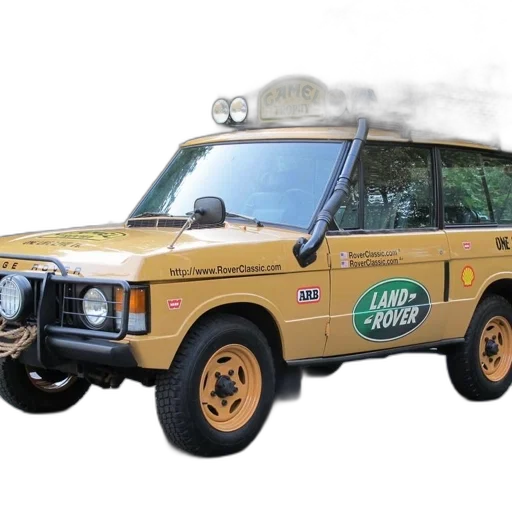 car, vintage, yellow, range, rover, camel, trophy, logo transparent PNG cut-out