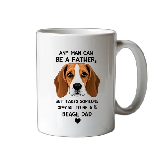 white, coffee, mug, quote, picture, beagle, dog, reads transparent PNG cut-out
