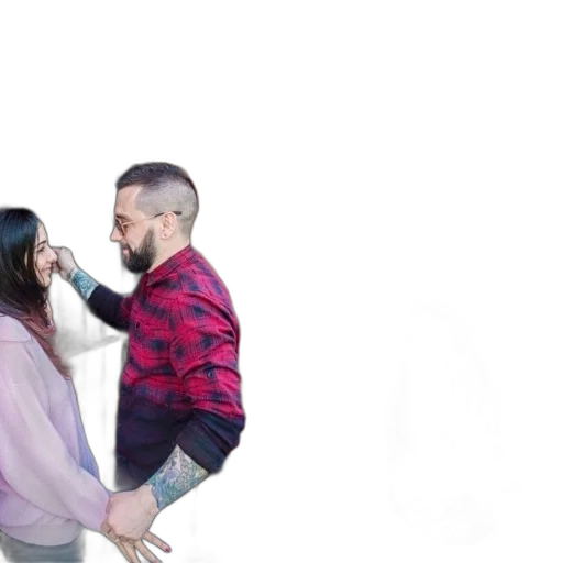 jacket, two, images, couple, embracing, front, brick, archway transparent PNG cut-out