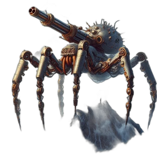 creature, weapon, robot, concept art, fantasy art, pixel art, comic book art, enormous transparent PNG cut-out