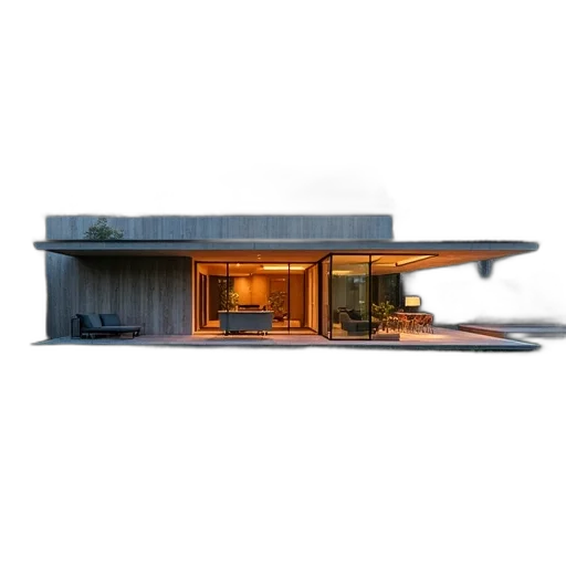 building, 3d render, photorealistic, concept art, earth tones, modern, eco-friendly, house transparent PNG cut-out
