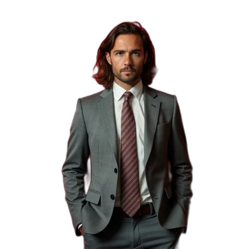 jacket, staff, hair, photorealistic, fantasy art, concept art, man, long transparent PNG cut-out