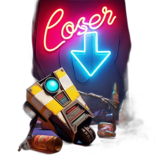 robot, concept art, cyberpunk, pixel art, vaporwave, neon lights, neon, dimly transparent PNG cut-out
