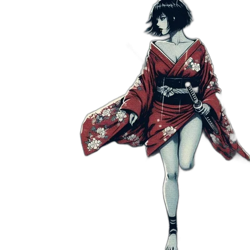 dress, umbrella, jacket, concept art, anime, fantasy art, comic book art, red transparent PNG cut-out