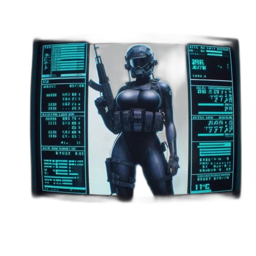 robot, weapon, concept art, cyberpunk, pixel art, 3d render, image, displays transparent PNG cut-out