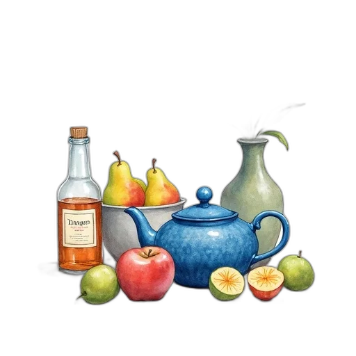 food, bottle, photorealistic, oil painting, watercolor, 3d render, colorful, blue transparent PNG cut-out