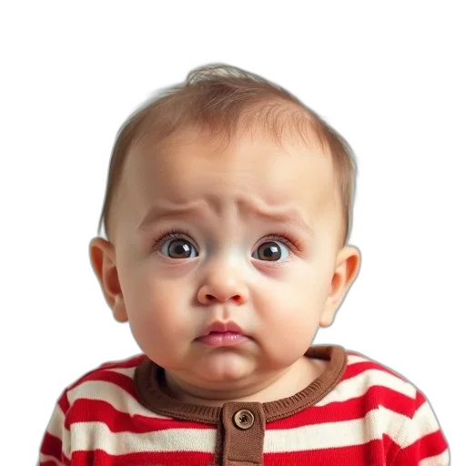 face, staff, photorealistic, baby, puzzled, expression, looking, directly transparent PNG cut-out