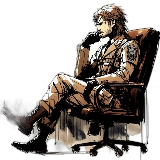 concept art, comic book art, cyberpunk, watercolor, monochrome, earth tones, man, tactical transparent PNG cut-out