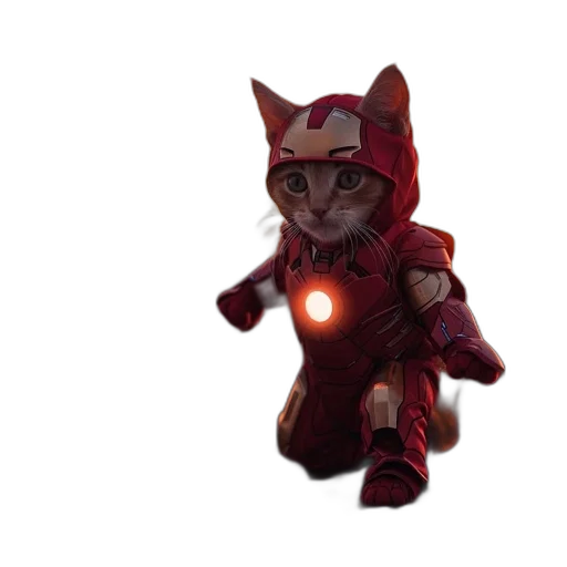 animal, robot, creature, 3d render, concept art, pixel art, fire, kitten transparent PNG cut-out