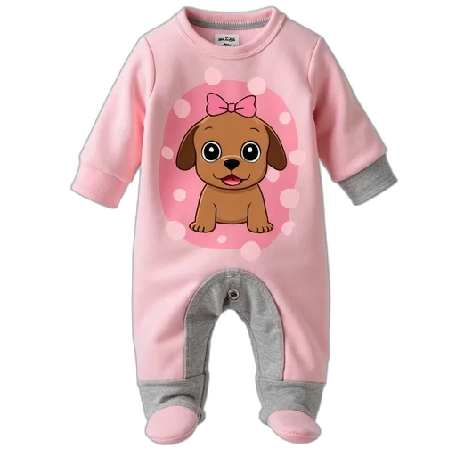 pastel, pink, gray, baby, onesie, cartoon, image, brown transparent PNG cut-out