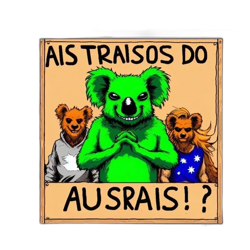 pixel art, cartoon, humorous, meme, featuring, three, koalas, one transparent PNG cut-out