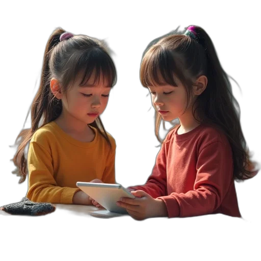 photorealistic, 3d render, two, girls transparent PNG cut-out