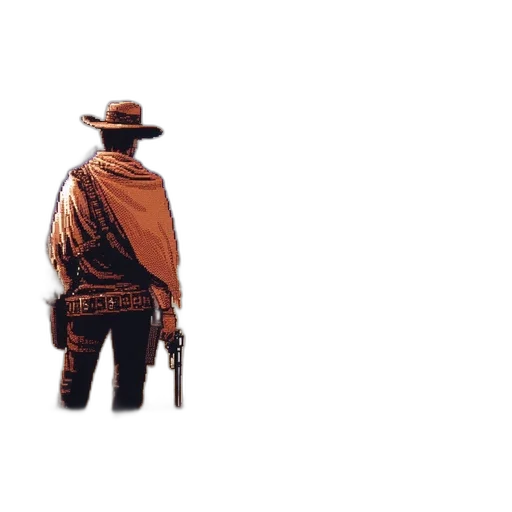 jacket, hat, weapon, staff, concept art, pixel art, comic book art, watercolor transparent PNG cut-out