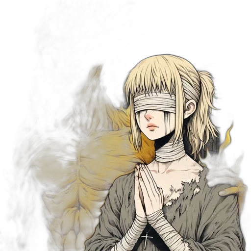 mask, face, flower, staff, concept art, fantasy art, watercolor, anime transparent PNG cut-out