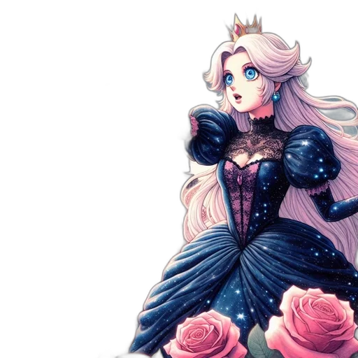 crown, dress, concept art, fantasy art, pixel art, anime, dark, monochrome transparent PNG cut-out