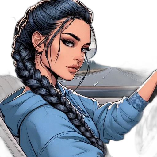 comic book art, concept art, fantasy art, cartoon, blue, woman, long, dark transparent PNG cut-out