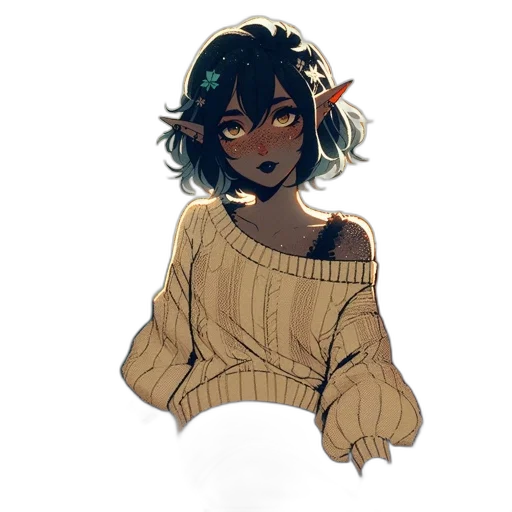 staff, flower, creature, jacket, watercolor, concept art, fantasy art, pixel art transparent PNG cut-out