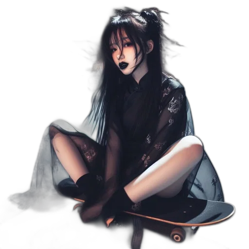 dress, creature, concept art, anime, fantasy art, cyberpunk, neon lights, dark transparent PNG cut-out