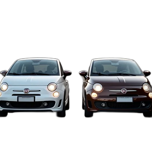 car, 3d render, photorealistic, concept art, white, fiat, 500, brown transparent PNG cut-out
