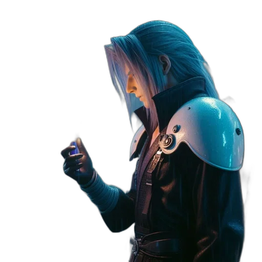 jacket, robot, weapon, face, concept art, cyberpunk, comic book art, fantasy art transparent PNG cut-out