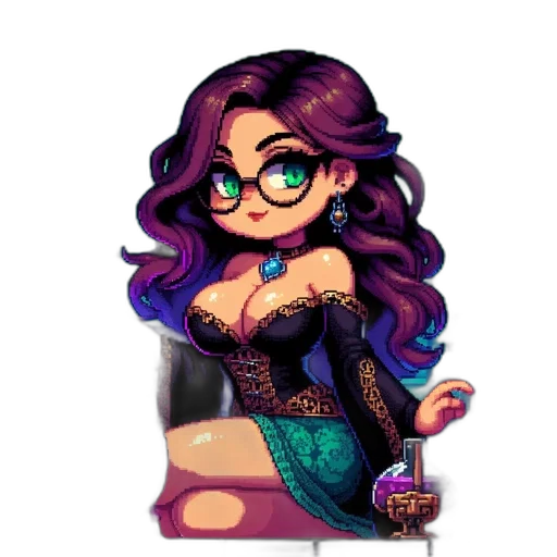 dress, cartoon, pixel art, fantasy art, concept art, dark, colorful, pixel transparent PNG cut-out